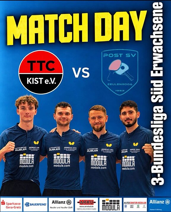 ► Sa. 16:00 Uhr – Post SV Zeulenroda – TTC Kist