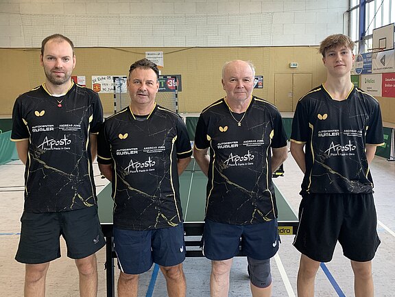 Der Post SV Zeulenroda in der Herren-Oberliga-Mitte Saison 2023/2024 (v.l.): Jan Urbanek, Josef Braun, Miroslav Cecava und Vincent Kazuch. Post-I-Herren-Biederitz-10-2023.JPG